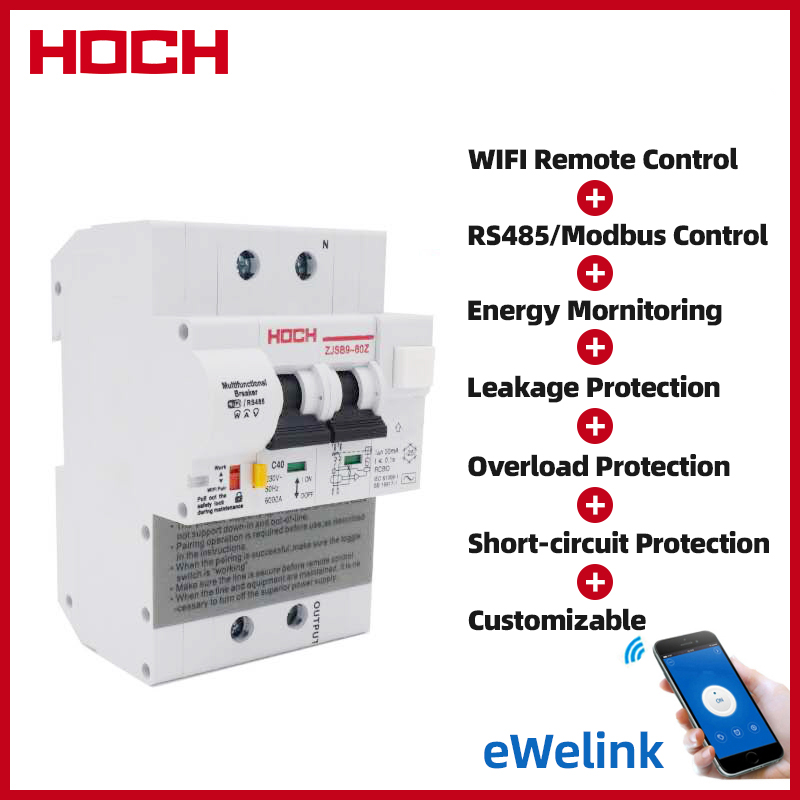 2P RCBO Metering WIFI Circuit Breaker